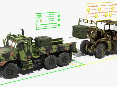  Military Forklift Loard Cargo to the OshKosh MTVR MK23 Rigged 