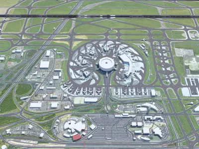 Paris Charles de Gaulle Airport 15km Low-poly 3D model