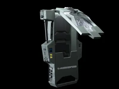 Sci-fi Cryostasis Capsule from HALO Cyberpunk Low-poly 3D model