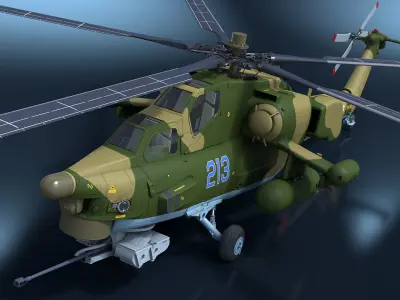  Combat Helicopter Mi-28 Rigged for Maya 