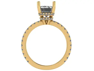 Emerald shape ring with doble hidden halo 3D print model