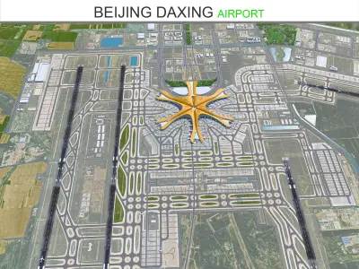 Beijing Daxing Airport 20km Low-poly 3D model