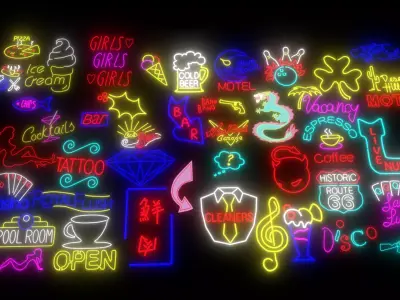 Neon lights collection for 3d printing 3D print model purchase