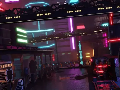 Cyberpunk City Street Environment 3D model