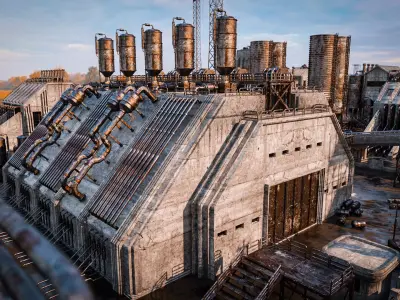 INDUSTRIAL SCIFI BUILDING 05 Low-poly 3D model