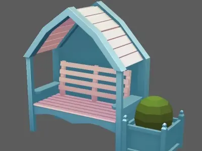 Stylized Vintage Garden Set Low-poly 3D model