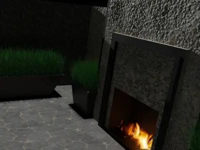 Outdoor fireplace with fire  3D model