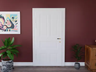 Vintage Door with Brass Handle 3D model