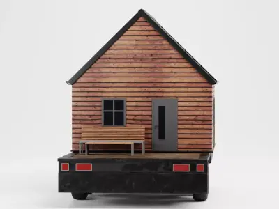 Tiny House V1 - Wooden Cabin Low-poly 3D model