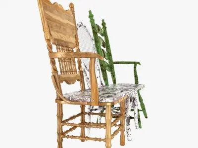 Bench maded from old chairs 3D model
