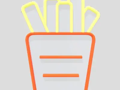 Neon Sign Fries Low-poly 3D model