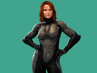 Sci-Fi Futuristic Female Marine Soldier 3D model