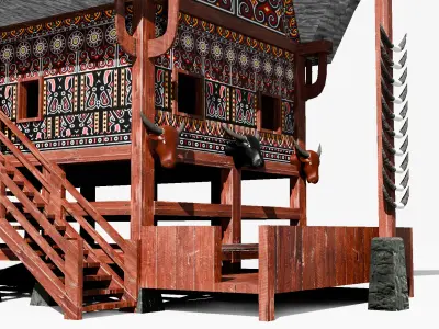 Rumah Tongkonan Toraja Low-poly 3D model