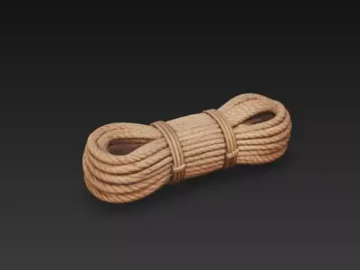 Medieval Rope Bundle - Coiled Rustic Hemp Rope PBR Low-poly 3D model