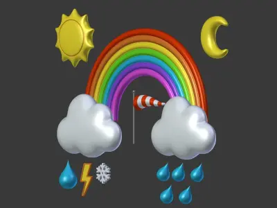 Cartoon Weather - Pack Low-poly 3D model