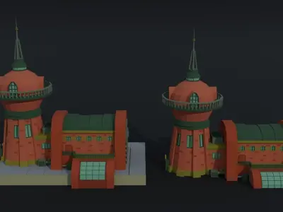 Cartoon Futuramma Planet express Polygonal Style Low-poly 3D model