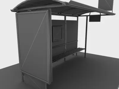 Bus stop Low-poly 3D model