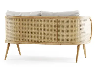 Double wooden rattan sofa CV22  3D model