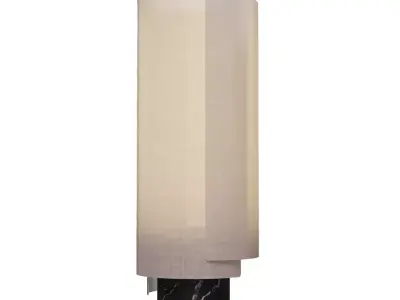 Contemporary Floor Lamp 3D Model Linen Shade with Marble Base 3D model