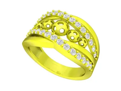 Luxury Openwork Bead Diamond Ring for Men 7074 3D print model