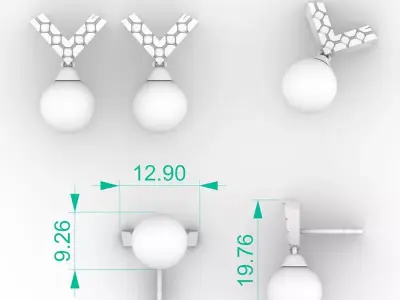Stunning Chevron Pearl Drop Earrings 3D print model