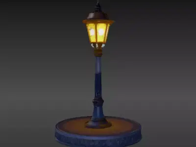 Stylized Night Street Lamp Background 3D Model for Animation 3D model