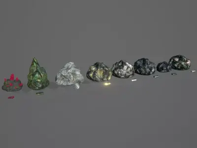 Ores and Ingots 3 Low-poly 3D model