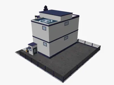 Cartoon Police Station Low-poly 3D model