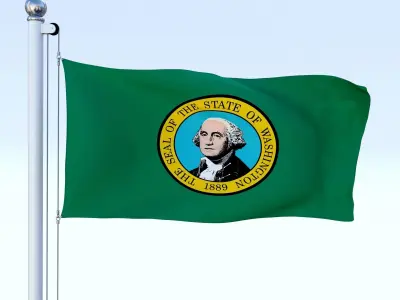 Animated Washington Flag Low-poly 3D model