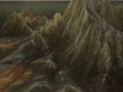  Mountain Landscape  Rocky Low-poly 3D model