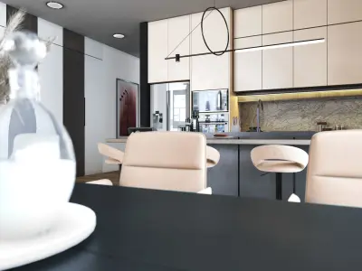 Kitchen Dinning  Interior Scene  for 3dsMax HDRI Light Vray  FBX Low-poly 3D model
