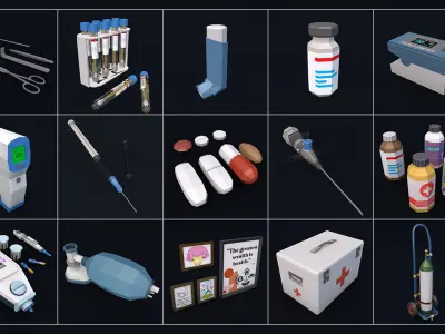 Poly Hospital Pack - Medical Surgical Equipments Low-poly 3D model