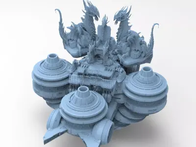 Floating Desert Dragon Throne platform 3  3D model