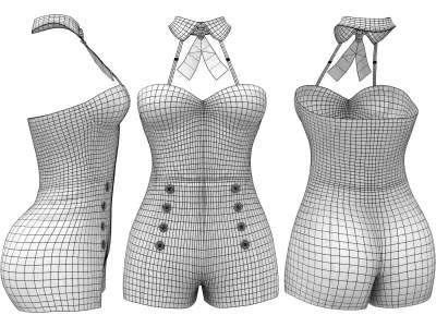 Retro Dots Swim Corset Low-poly 3D model