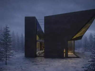 Modern Minimal Library Exterior Scene Architectural Model 3D model