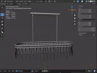 Fantania Wide Light Linear Chandelier Low-poly 3D model