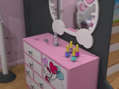 Hello Kitty bedroom PINK color style 3D model