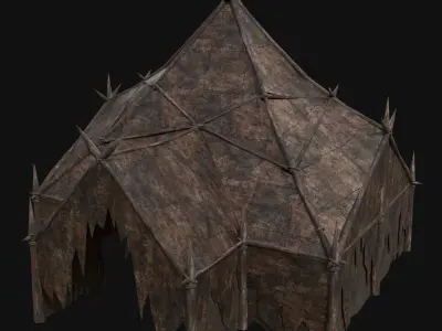ORC ORCISH BARBARIAN TENT CAMP HOUSES COTTAGES TENTS COLLECTION Low-poly 3D model