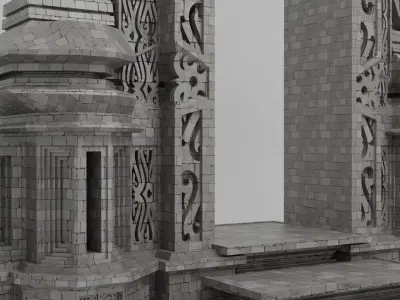 Javanese and Balinese art carved gates Low-poly 3D model