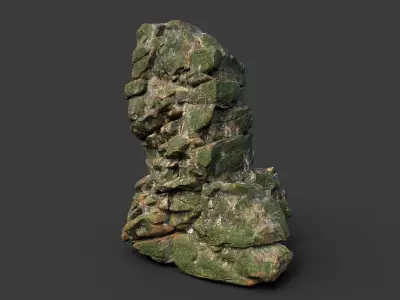 Low poly Mossy Jungle Cliff Modular 210417 Low-poly 3D model