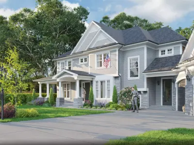 Modern American House 3D Exterior Scene 3D model