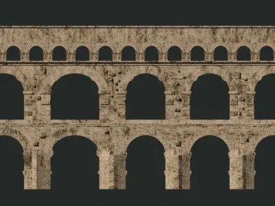 Epic Bridge - Pont Du Gard Low-poly 3D model