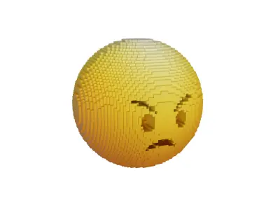 Voxel Angry Face 06 Low-poly 3D model