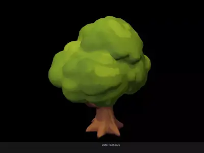 Low Poly Stylized Green Tree Low-poly 3D model