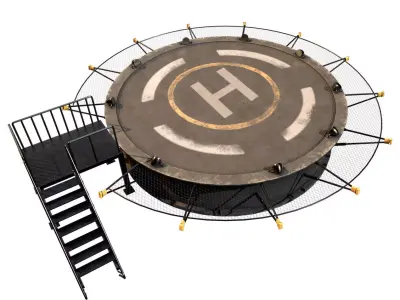 Helipad Circular Platform 3D model