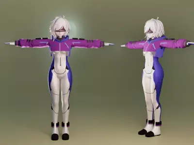 Futuristic Girl Avatar VrChat Low-poly 3D model