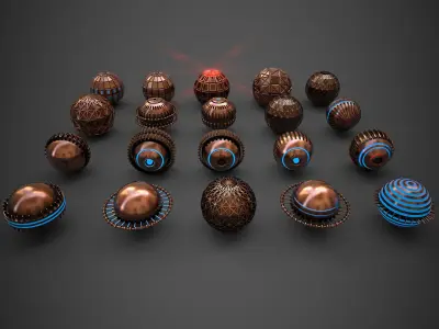 Sci-Fi Sphere Collection Metal Two Low-poly 3D model