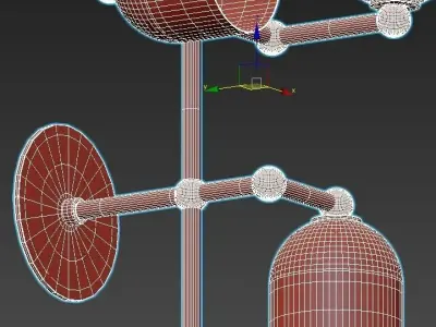 master three light wall sconce in brass and glass 3D model