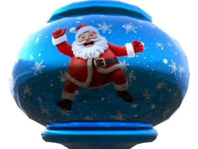 Charming Santa Holiday Blue Bauble 3D Model  PBR Subdivision Low-poly 3D model