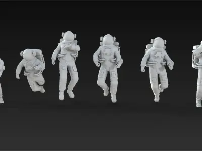 10 Astronaut Figure Set 3D model